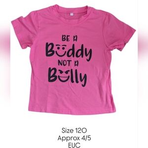 Pink Shirt Day Toddler Graphic Tee with Bold ' Be A Buddy Not A Bully' Text